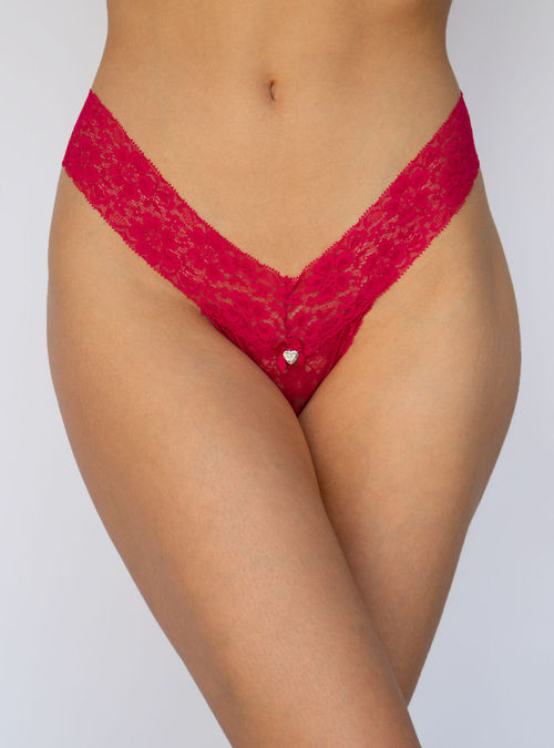 Boux Avenue Lia lacey thong - Dark Red - 16, £3.00