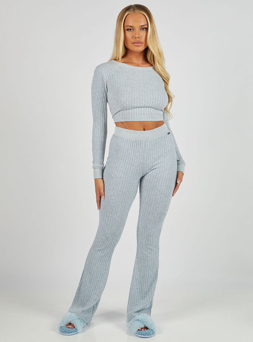 Maya ribbed flare trousers