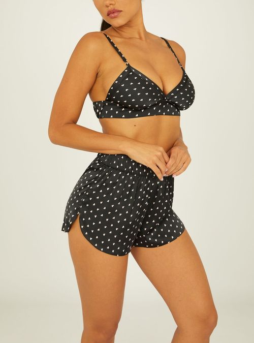 Boux Avenue Diamante satin bralette pyjama top - Black - 18, £16.00