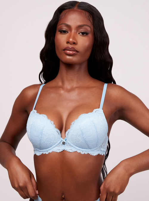 Boux Avenue Tatiana cotton plunge T-shirt push-up bra - Grey Marl