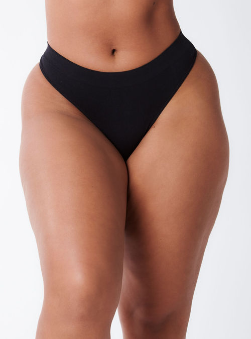 High leg seamfree thong, Black