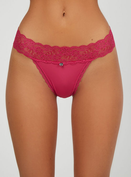 Lace and microfibre thong