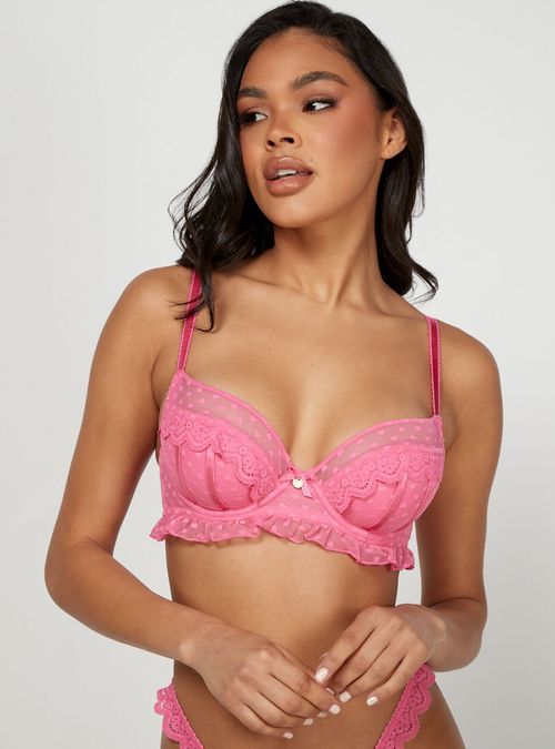 Boux Avenue Casey heart plunge bra - Pink - 34DD, £18.00