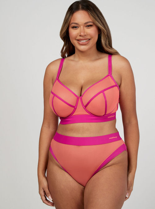 Kuta heart balconette bikini top, Coral