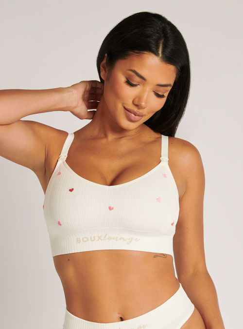 Boux Avenue Nursing ribbed seamless heart embroidered bralette