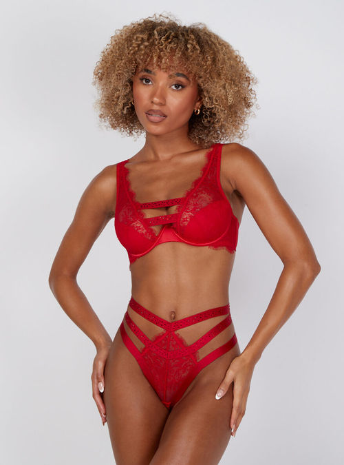 Boux Avenue Bouxtique Jessica plunge bra - Dark Red - 32FF