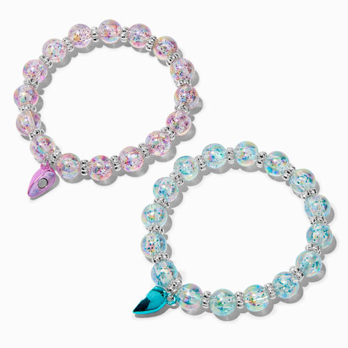 Best Friends Glow in the Dark Rainbow Split Heart Charm Bracelets - 2 Pack