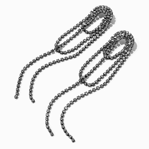 Claire's Hematite Crystal Loopy Lasso 4" Drop Earrings