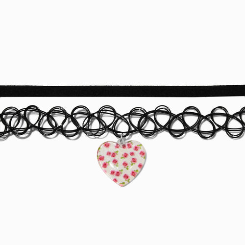 Black Flame Heart Choker Necklace