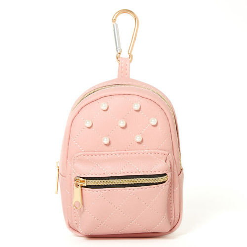 Initial Pearl Mini Backpack Keychain - Blush Pink, N