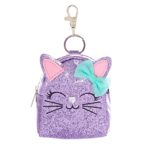 Glitter Bunny Face Mini Backpack Keychain - Pink