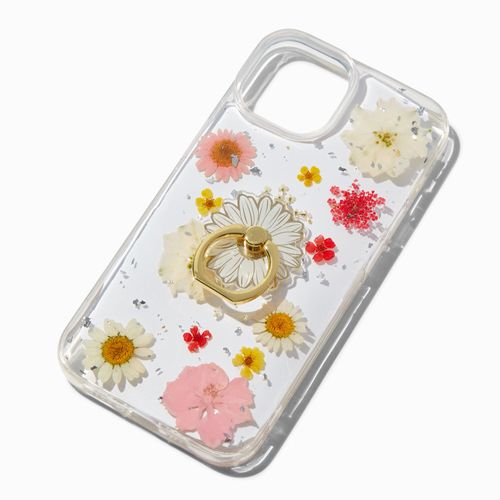 Claire's Daisy Ring Holder Pressed Flowers Phone Case - Fits Iphone 13/14/15