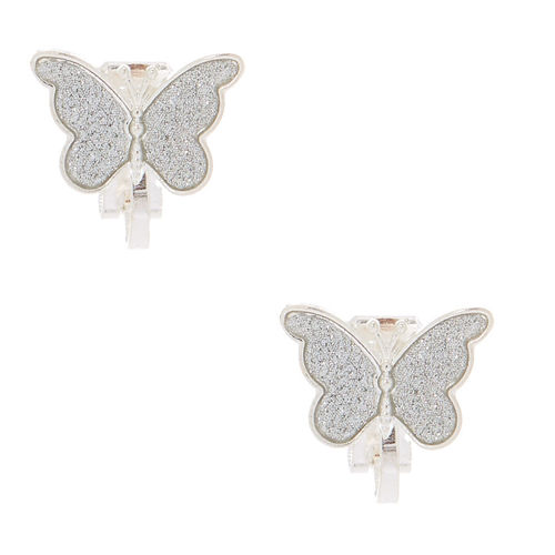 Claire's Silver Butterfly Clip On Earrings