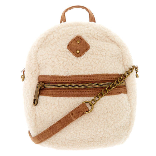 Claire's Club Sherpa Brown Bear Crossbody Bag