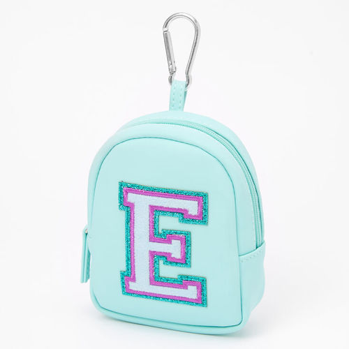 Blue Chevron Varsity Initial Mini Backpack - E