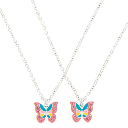 Gold Best Friends Butterfly Pendant Necklaces - 2 Pack