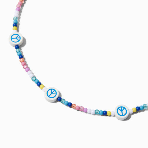 Claire's Peace Sign Beaded Choker Necklace