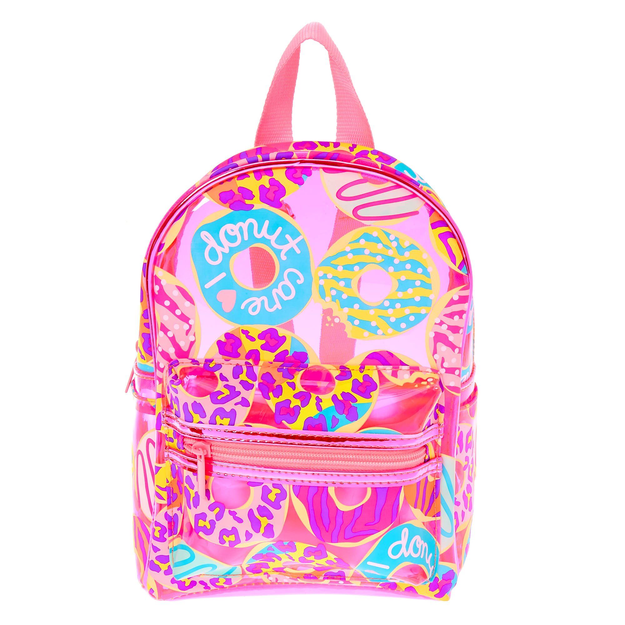 Claire s Neon Animal Donut Print Small Backpack Pink Compare