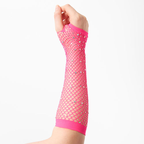 Claire's Ombre Layered Fishnet Gloves - Pink And Blue, Compare