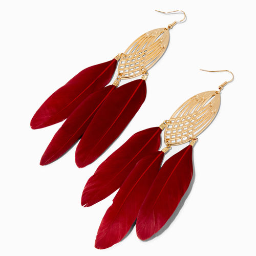 Claire's Gold 6" Red Feather...