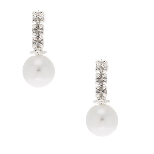 Claire's Pearl Rhinestone Stud Earrings