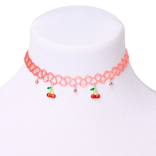 Claire's Mushroom Charm Tattoo Choker Necklace - Black