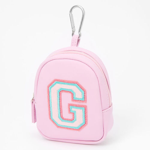 Glitter Bunny Face Mini Backpack Keychain - Pink