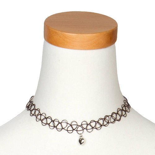 Claire's Mushroom Charm Tattoo Choker Necklace - Black