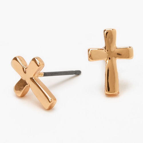Claire's Gold-Tone Cross Stud...