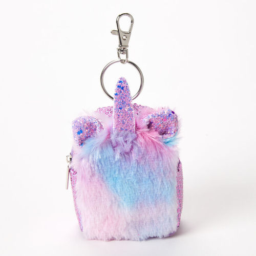 Fuzzy Mini Backpack Keychain - Blush Pink