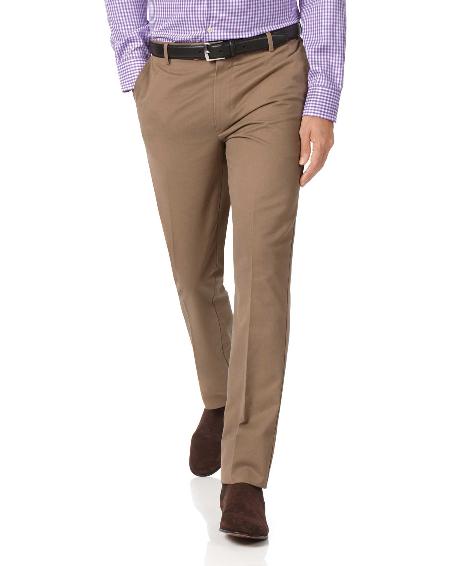 Stone slim fit flat front chinos - CT Shirts UK | Charles Tyrwhitt | Mens  chino trousers, Mens street style, Stylish mens outfits