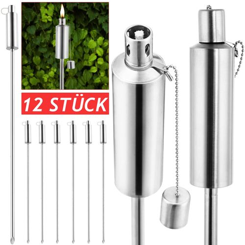 Öl-Fackel 12er-Set Edelstahl...