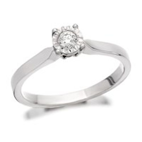 9ct White Gold Diamond Ring -...