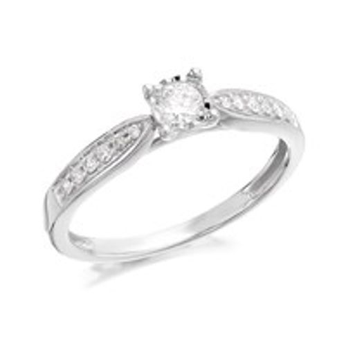 9ct White Gold Diamond Ring -...