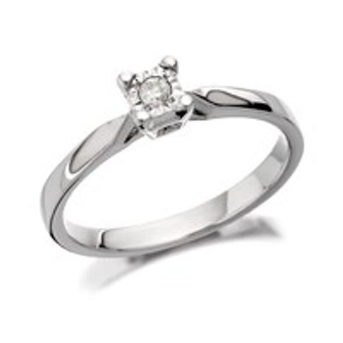 9ct White Gold Diamond Ring -...