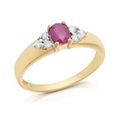 9ct Gold Ruby And Diamond Ring - 12pts - D7401-P