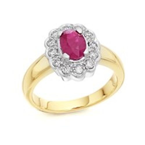 9ct Gold Ruby And Diamond Cluster Ring - 1/4ct - D7412-S