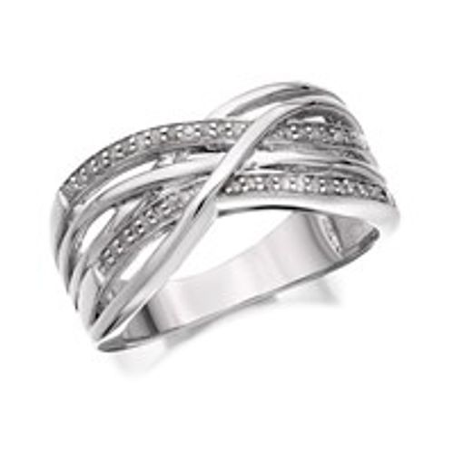 My Diamonds Silver Diamond Crossover Band Ring - 10pts - EXCLUSIVE - D9936-J