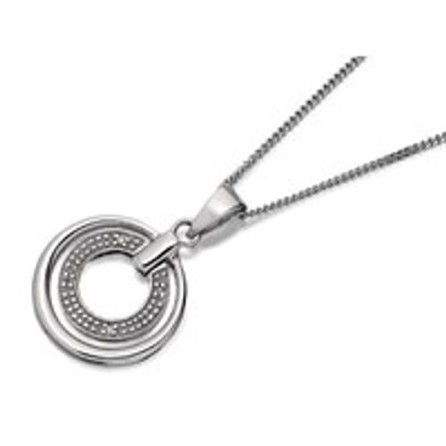 My Diamonds Silver Diamond Double Circle Pendant And Chain - D9968