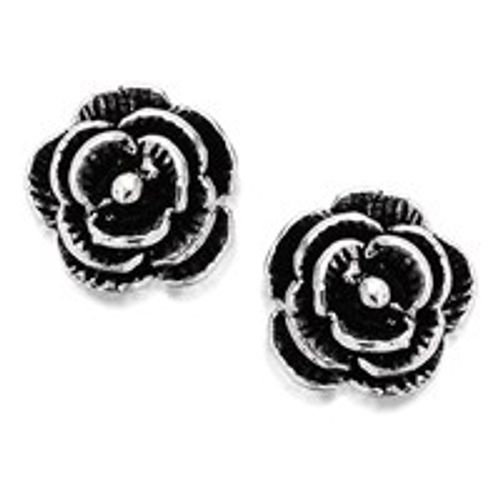 Silver Rose Stud Earrings -...