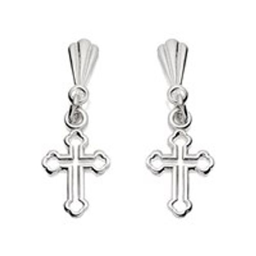 Silver Open Cross Drop...