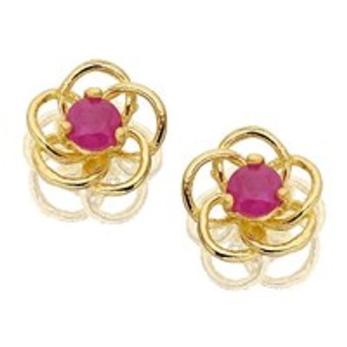 9ct Gold Ruby Flower Earrings...