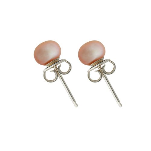 Pearl Stud Earrings in Pink,...