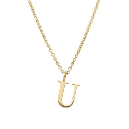 Initial Necklace, U, 9ct,...