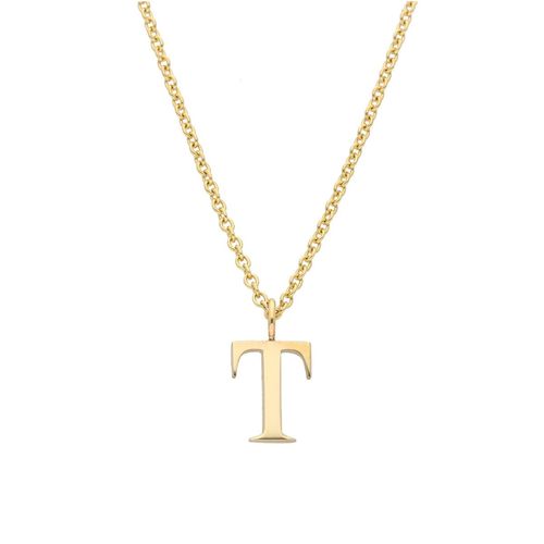 Initial Necklace, T, 9ct,...