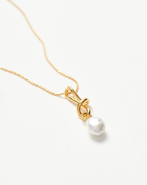 Knot Pearl Drop Necklace,...