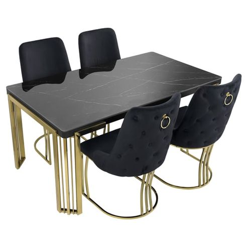 Davos Dining Table Black Gold...