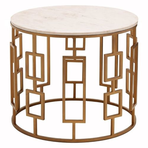 Shalom Round White Marble Top...