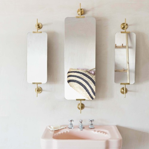 Orwell Antique Gold Triptych Swivel, Rectangular Swivel Bathroom Mirror