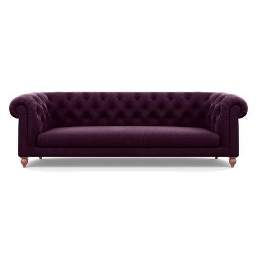 Heal's Fitzrovia 4 Seater Sofa Velvet Grape Chestnut Stain Feet